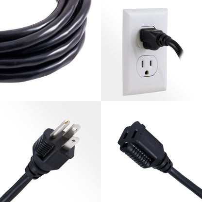 GE 1-Outlet Grounded Extension Cord, 15ft, Black, 2pk