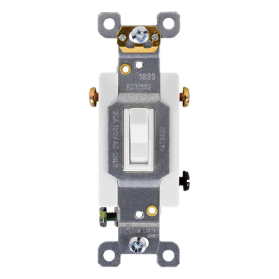 GE UltraPro Single Pole 3-Way Heavy-Duty Toggle Switch, White