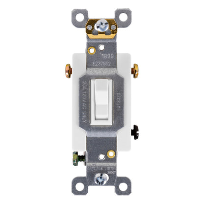 GE UltraPro Single Pole 3-Way Heavy-Duty Toggle Switch, White