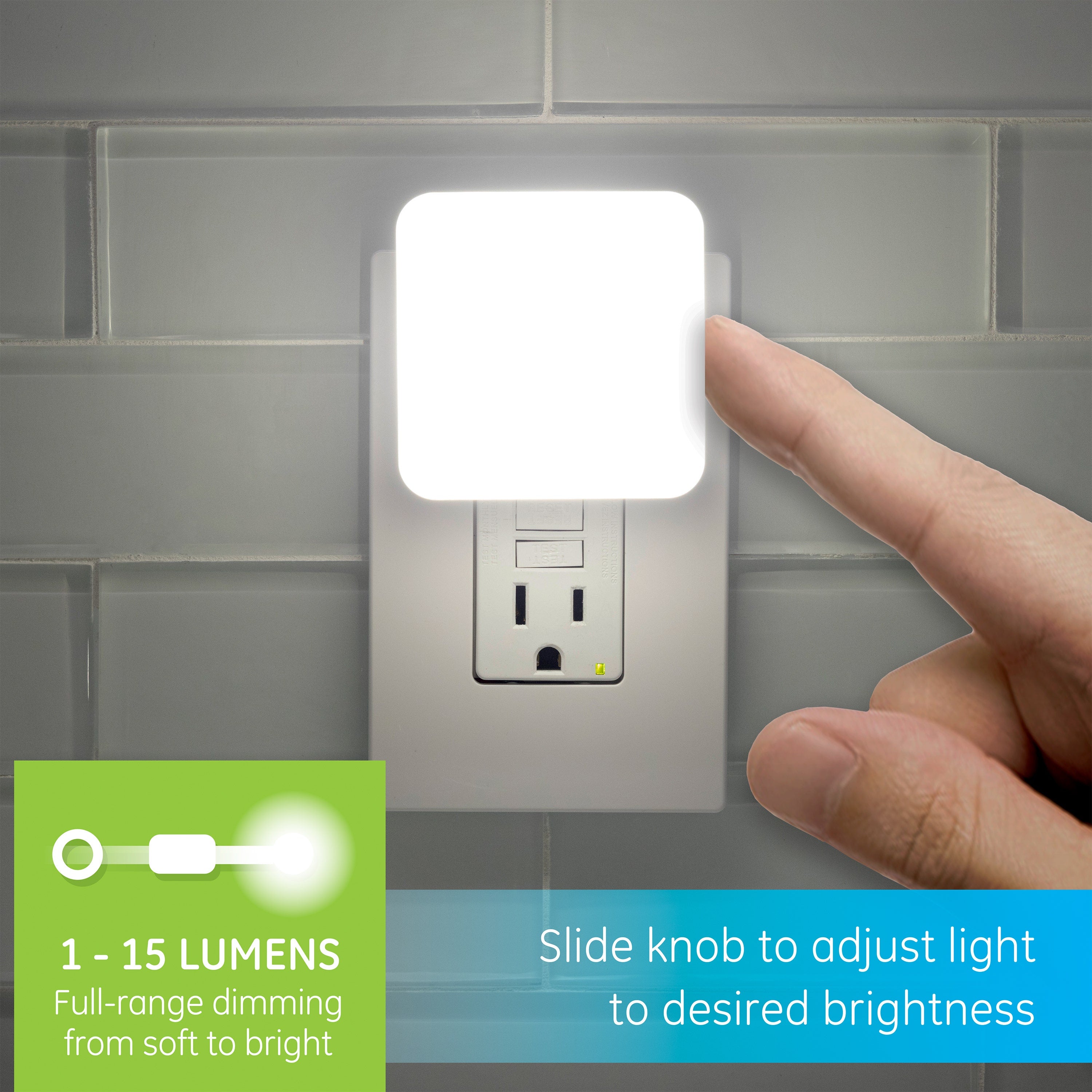 GE Dimmable Light Sensing LED Night Light, White