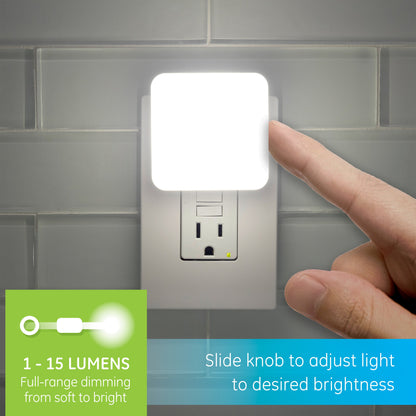 GE Dimmable Light Sensing LED Night Light, White