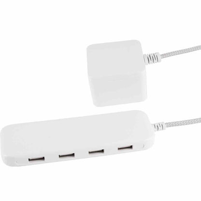 GE UltraPro 4-USB 6ft. Power Strip with Braided Cord, White