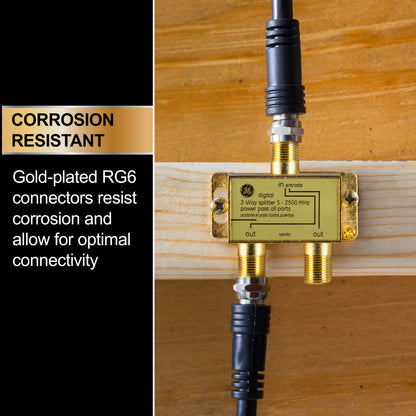GE 2-Way Video Cable Splitter, 2 Pack