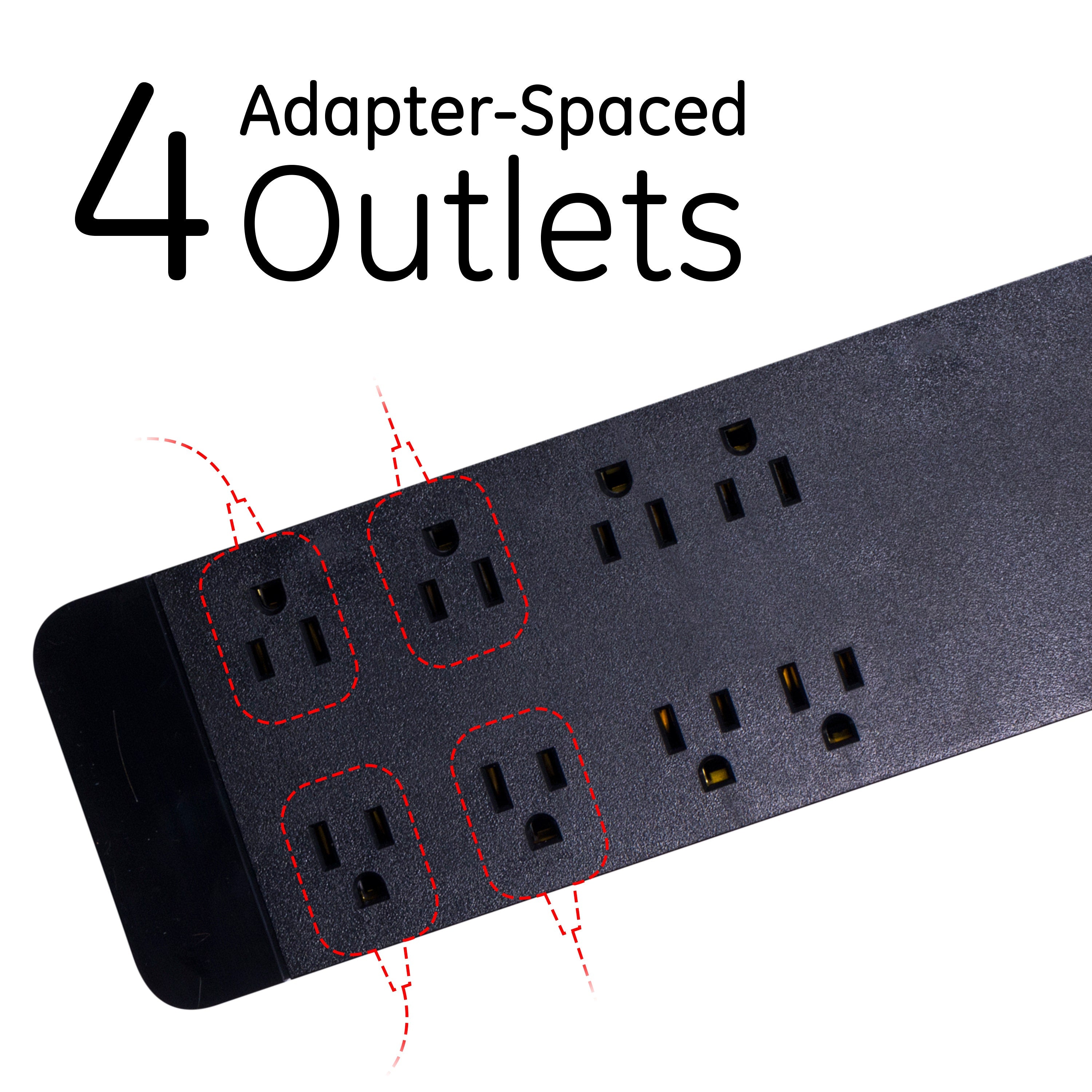 GE 8-Outlet 8ft. Surge Protector, Black