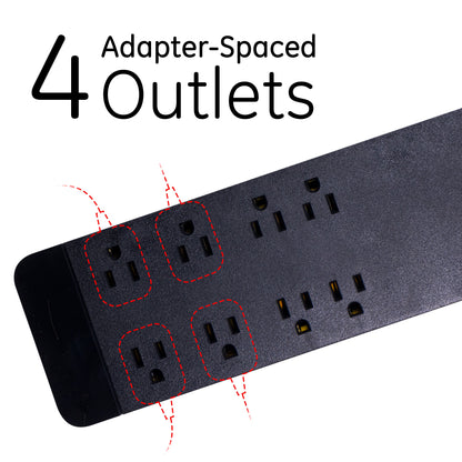 GE 8-Outlet 8ft. Surge Protector, Black