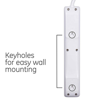 GE 6-Outlet 2ft. Power Strip, White