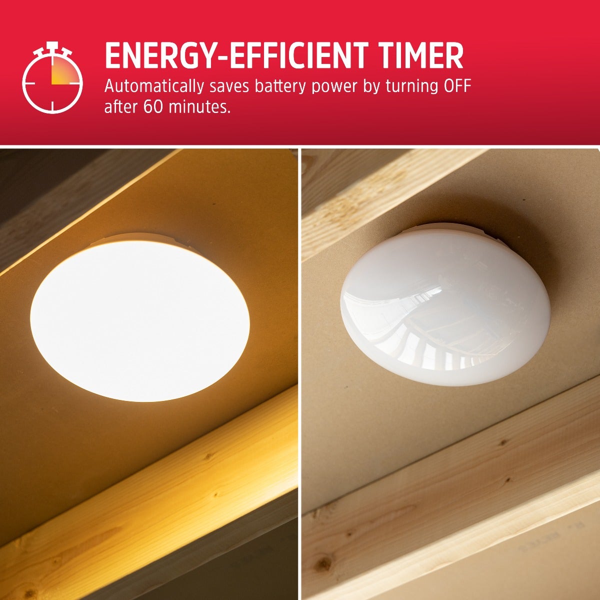 Energizer Battery Operated LED Ceiling Fixture with Wall Switch, White