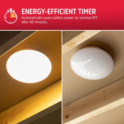 Energizer Battery Operated LED Ceiling Fixture with Wall Switch, White