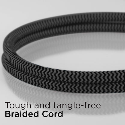 Cordinate 3-Outlet 10ft. Braided Extension Cord with Surge Protection, Black/Gray
