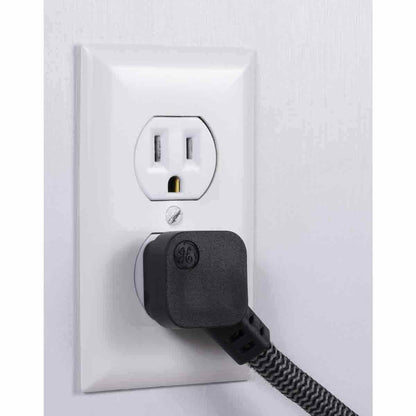 GE 8-Outlet 3-USB 6ft. Surge Protector with USB-C and Braided Cord, Black