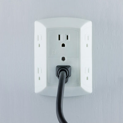 GE 6-Outlet Wall Tap, White