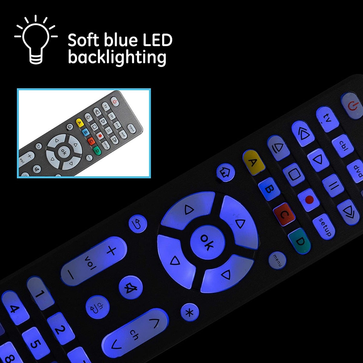 GE 4-Device Backlit Universal Remote, Brushed Graphite