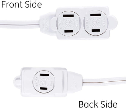 GE 3-Outlet 6ft. Extension Cord with Twist-to-Close Outlets, 2 Pack, White