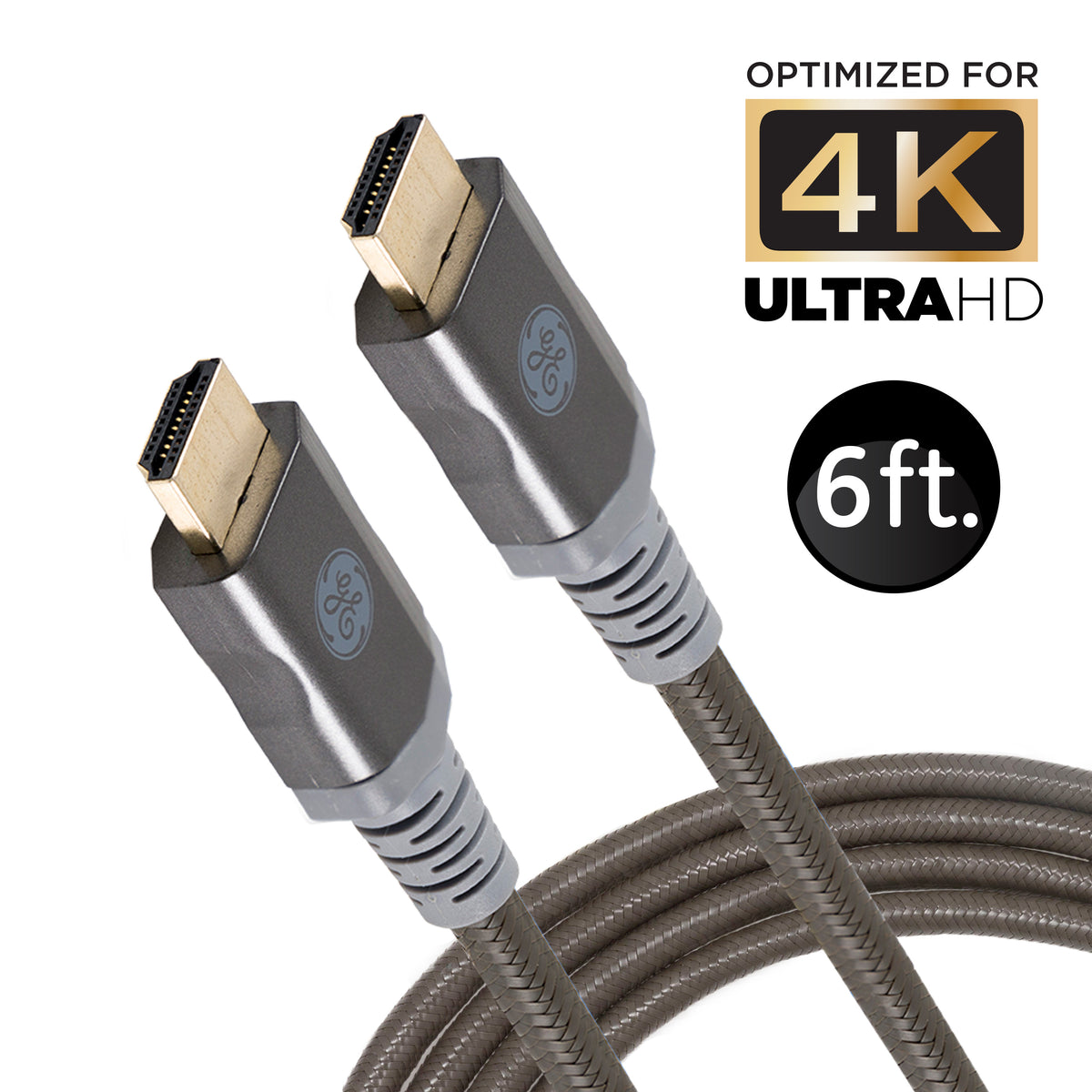 GE-branded UltraPro Premium Certified High-Speed HDMI Cable with Ethernet, 6ft.