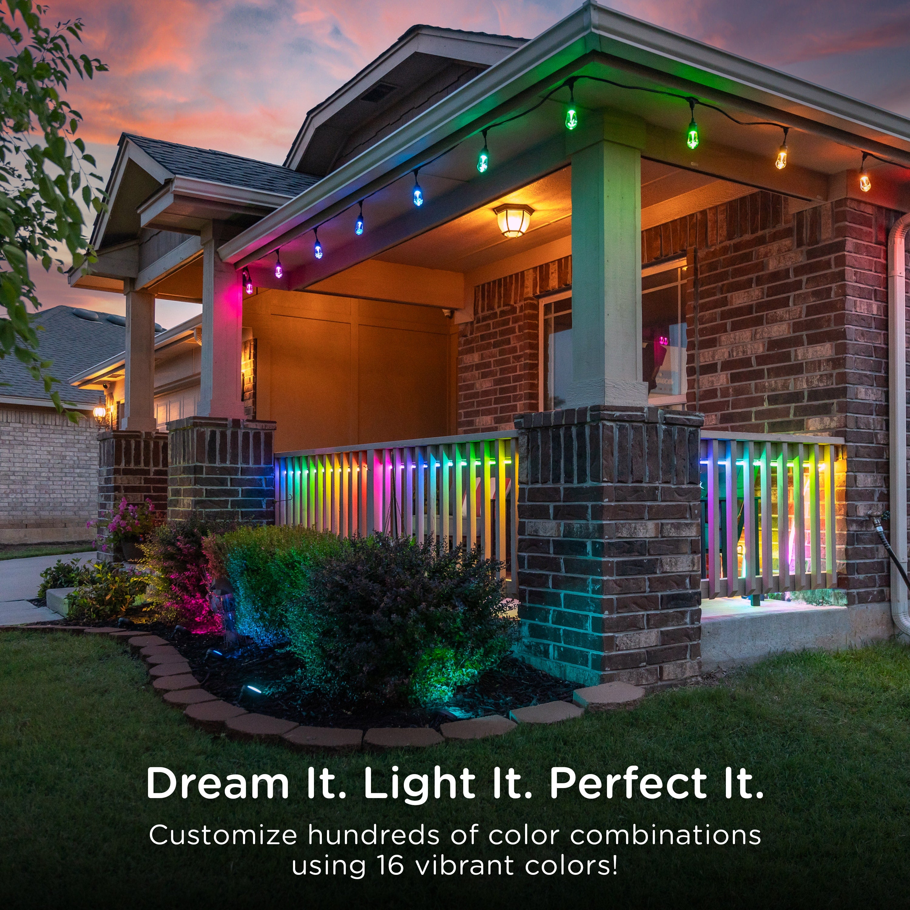 Enbrighten Seasons Color Changing LED Landscape Lights, 6 Lights, 50 ft. Black Cord