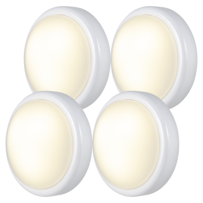 Energizer Battery Operated LED Tap Puck Light, White, 4 Pack