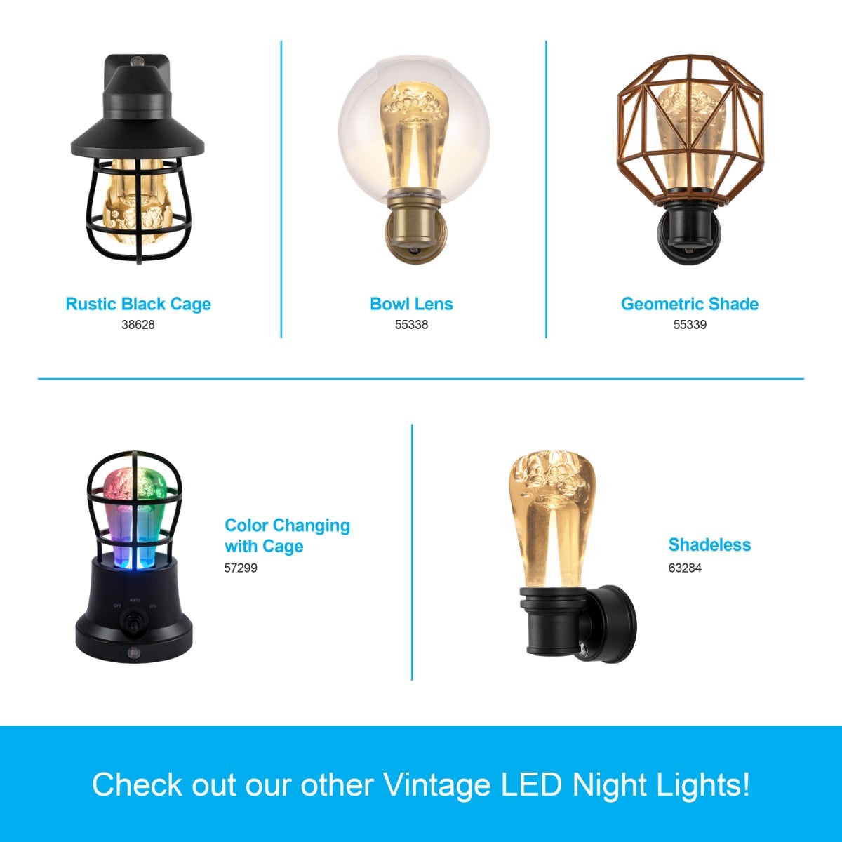 GE Vintage Light Sensing LED Night Light with Shade, Black