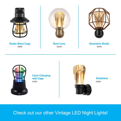 GE Vintage Light Sensing LED Night Light with Shade, Black