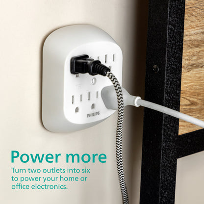 Philips 6-Outlet Wall Tap, White