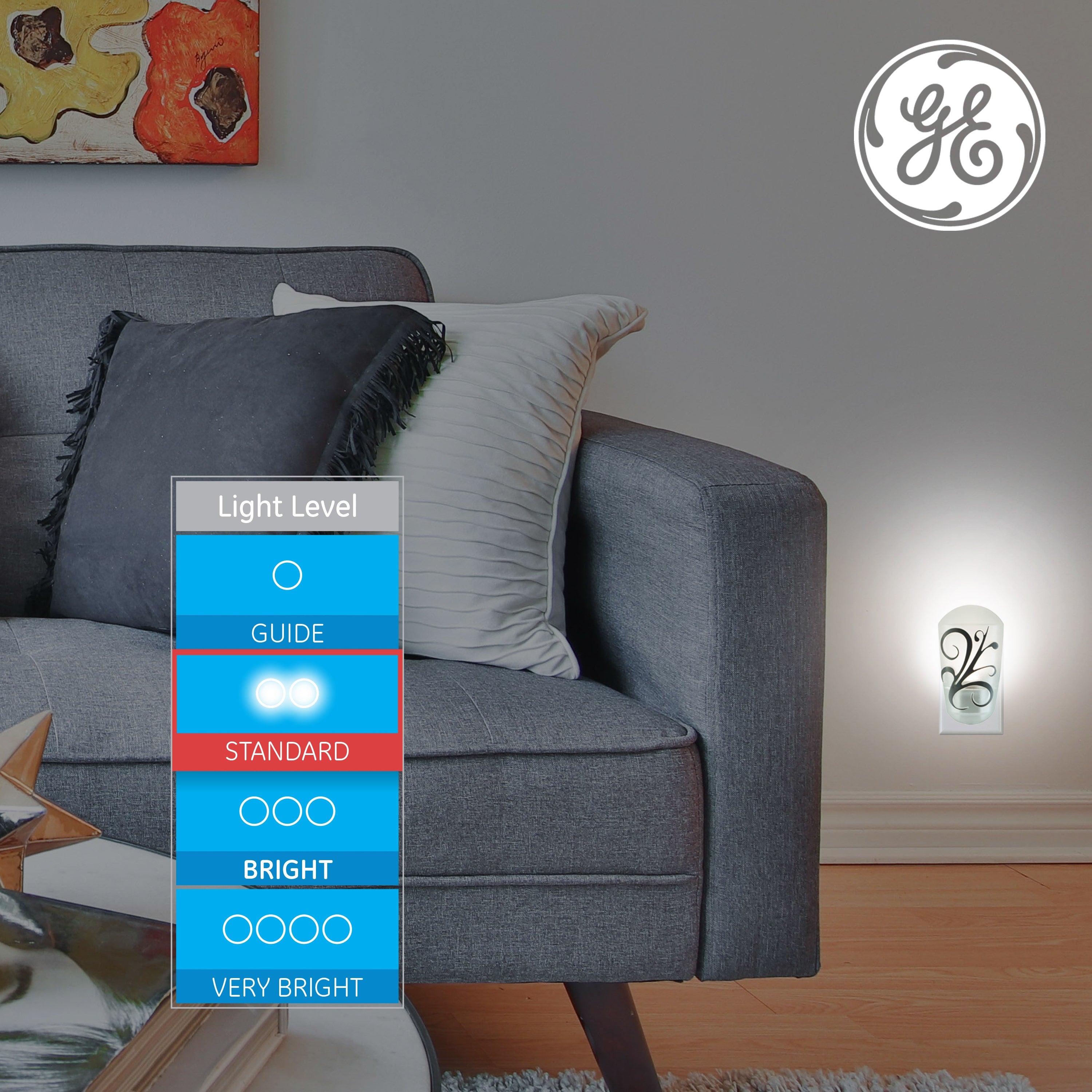 GE Light Sensing LED Night Light, White