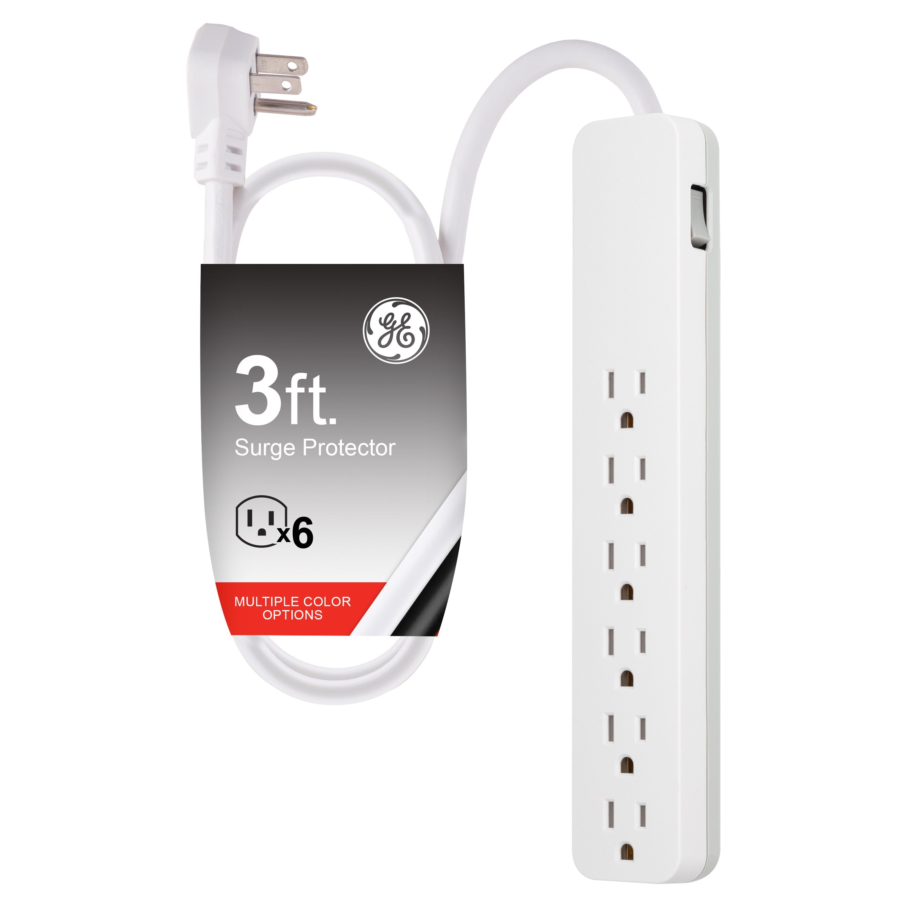 GE 6-Outlet 3ft. Surge Protector, White