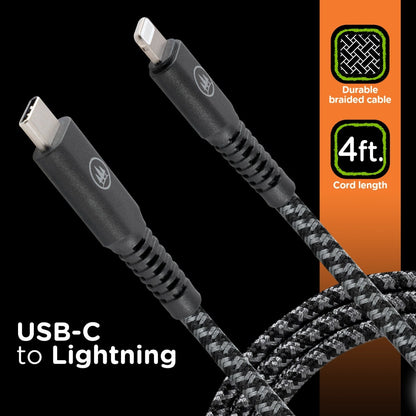 EcoSurvivor 4ft. USB-C to Lightning™ Charging Cable, Black