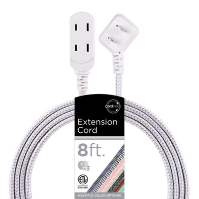 Cordinate 3-Outlet 8ft. Braided Extension Cord, Gray/White
