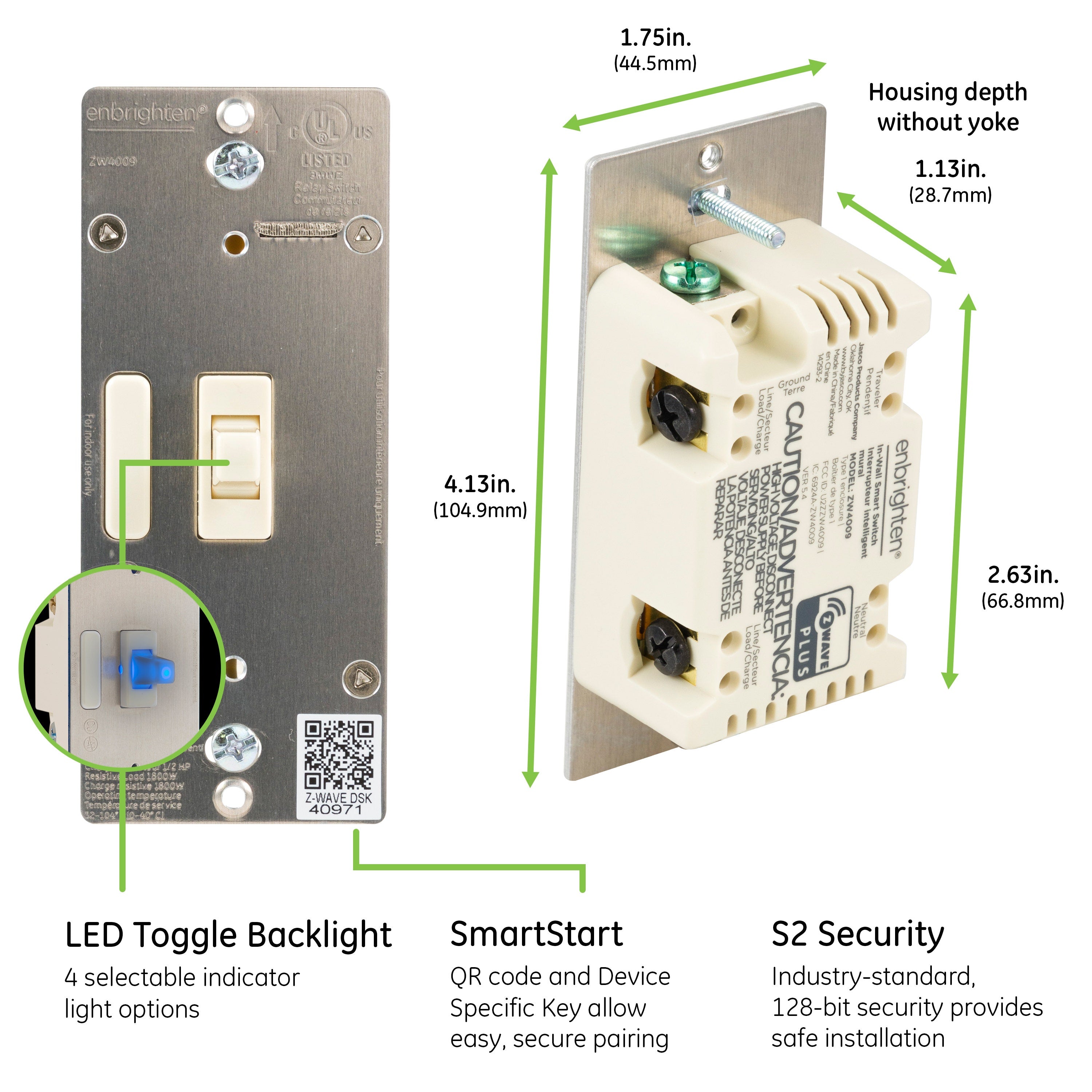 Enbrighten Z-Wave In-Wall Smart Toggle Switch With QuickFit™ And SimpleWire™, 24 Pack, Light Almond