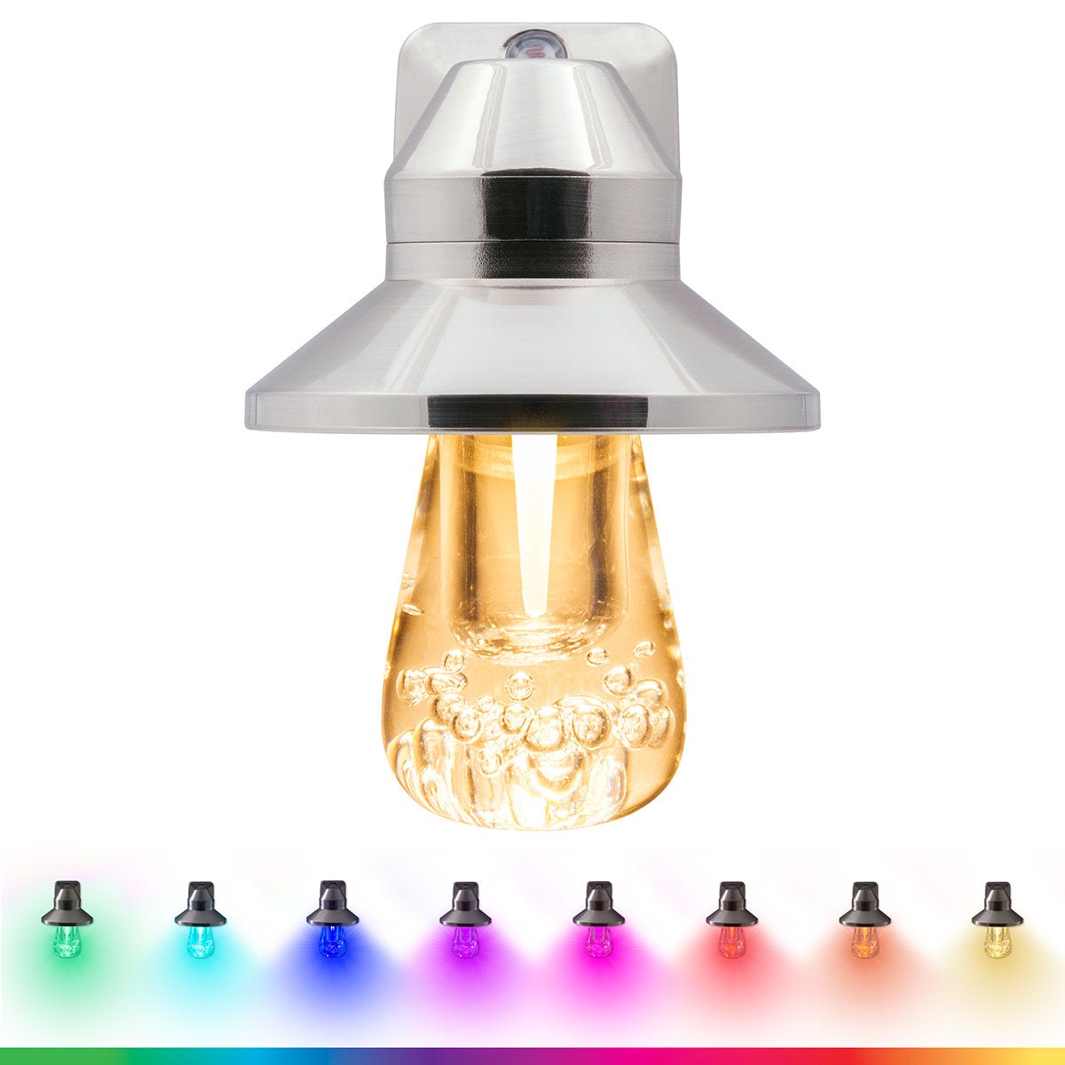 GE Vintage Color-Changing Light Sensing LED Night Light, Brushed Nickel