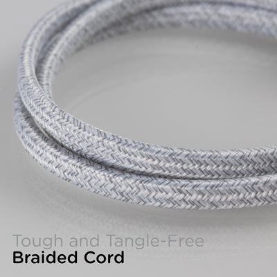 Cordinate 3-Outlet 12ft. Dual Split Extension Cord Braided, Indoor, White