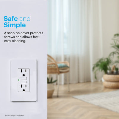 Power Gear Single Screwless Rocker Light Switch Wall Plate, 5 Pack, White