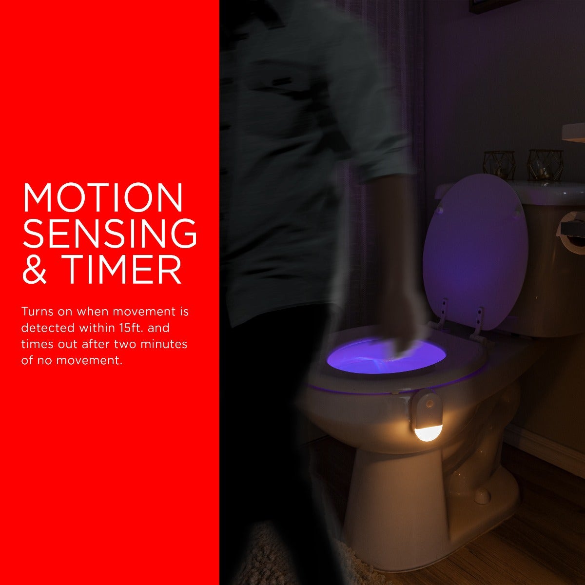 UltraPro Color Changing Motion Sensing LED Toilet Clip Light, 3 Pack, White
