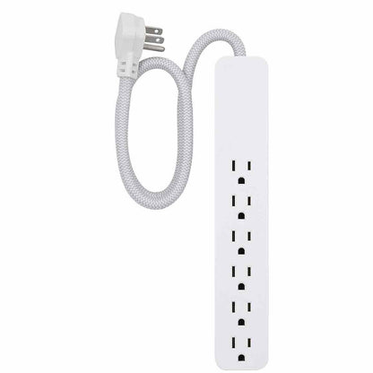 GE UltraPro 6-Outlet 2ft. Surge Protector with Braided Cord, White