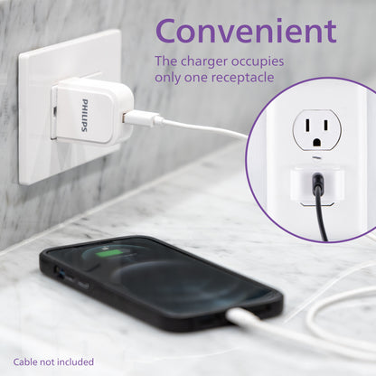 Philips 1-USB Wall Charger, White