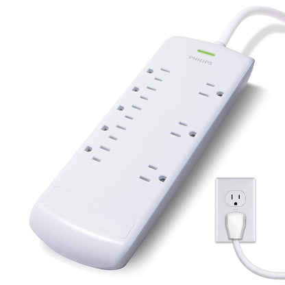 Philips 8-Outlet 8ft. Surge Protector, White