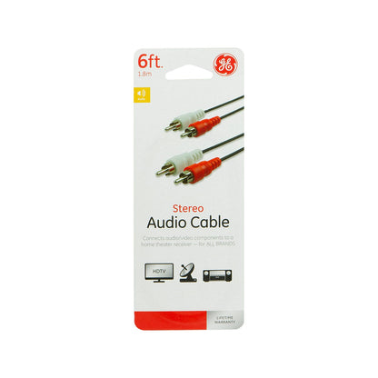 GE 6ft. Stereo Audio Cable with RCA Plugs, Black