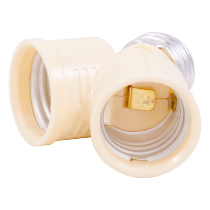 Power Gear Twin Light Socket Adapter, Ivory