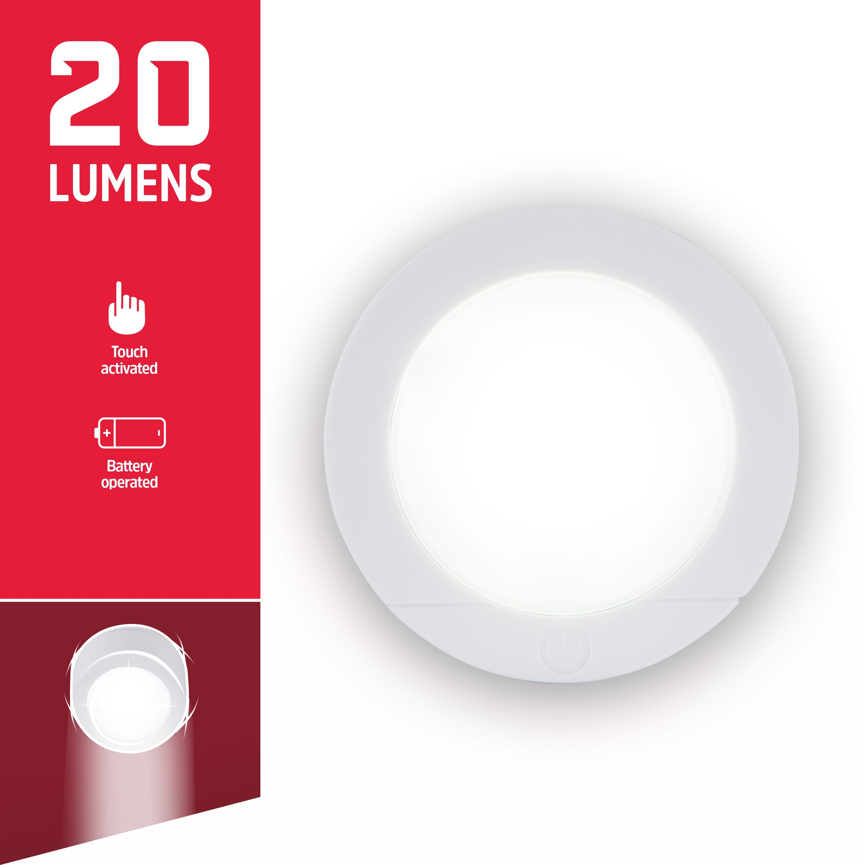 Energizer Battery Operated LED Tap Puck Light, White