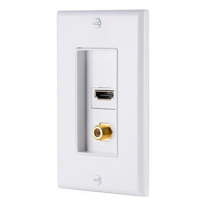 GE HDMI and Coax Cable Wall Plate, White