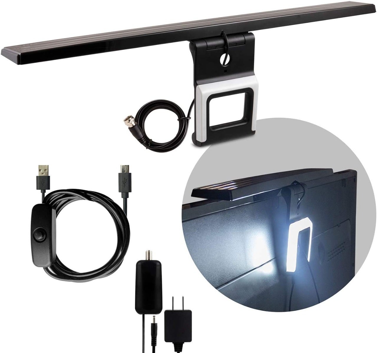 GE Enlighten HD Amplified Antenna with Bias LED Lighting, Black