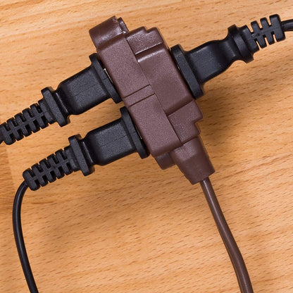 GE 3-Outlet 15ft. Extension Cord with Twist-to-Close Outlets, Brown