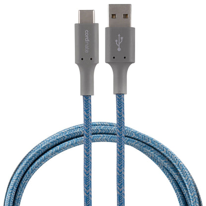 Cordinate 6ft. USB-A to USB-C Braided Charging Cable, Blue/Gray