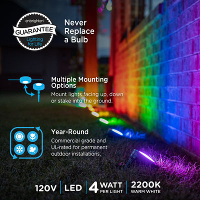 Enbrighten Seasons Color Changing LED Landscape Lights,12 Lights, 110 ft. Black Cord