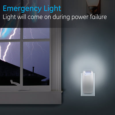 GE 4-in-1 Rechargeable Power Failure LED Night Light, White, 2 Pack