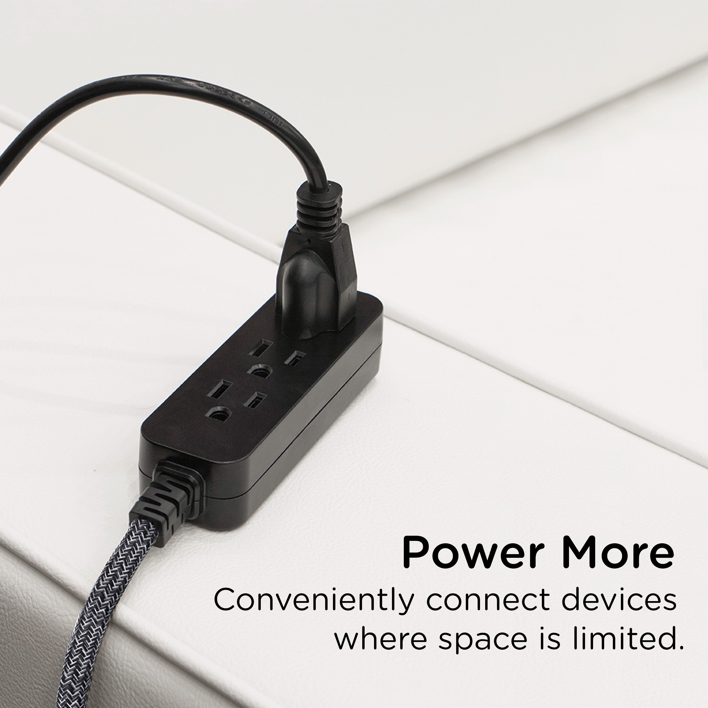 Cordinate 15ft. 3-Outlet Extension Cord, Black Heather