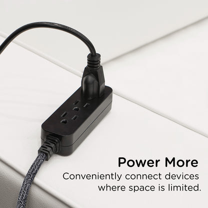 Cordinate 15ft. 3-Outlet Extension Cord, Black Heather
