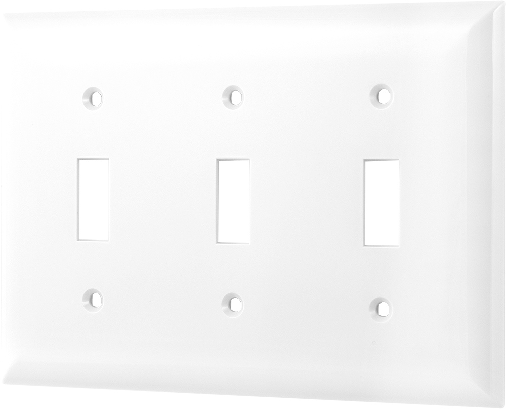 Power Gear Wallplate, Triple Switch, White Nylon