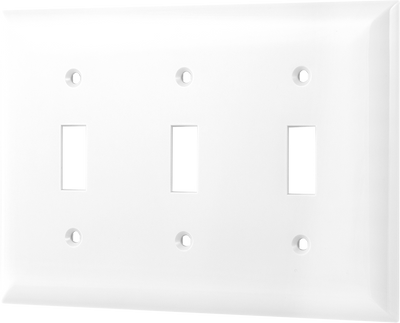 Power Gear Wallplate, Triple Switch, White Nylon