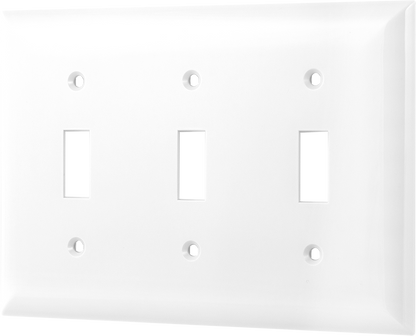 Power Gear Wallplate, Triple Switch, White Nylon