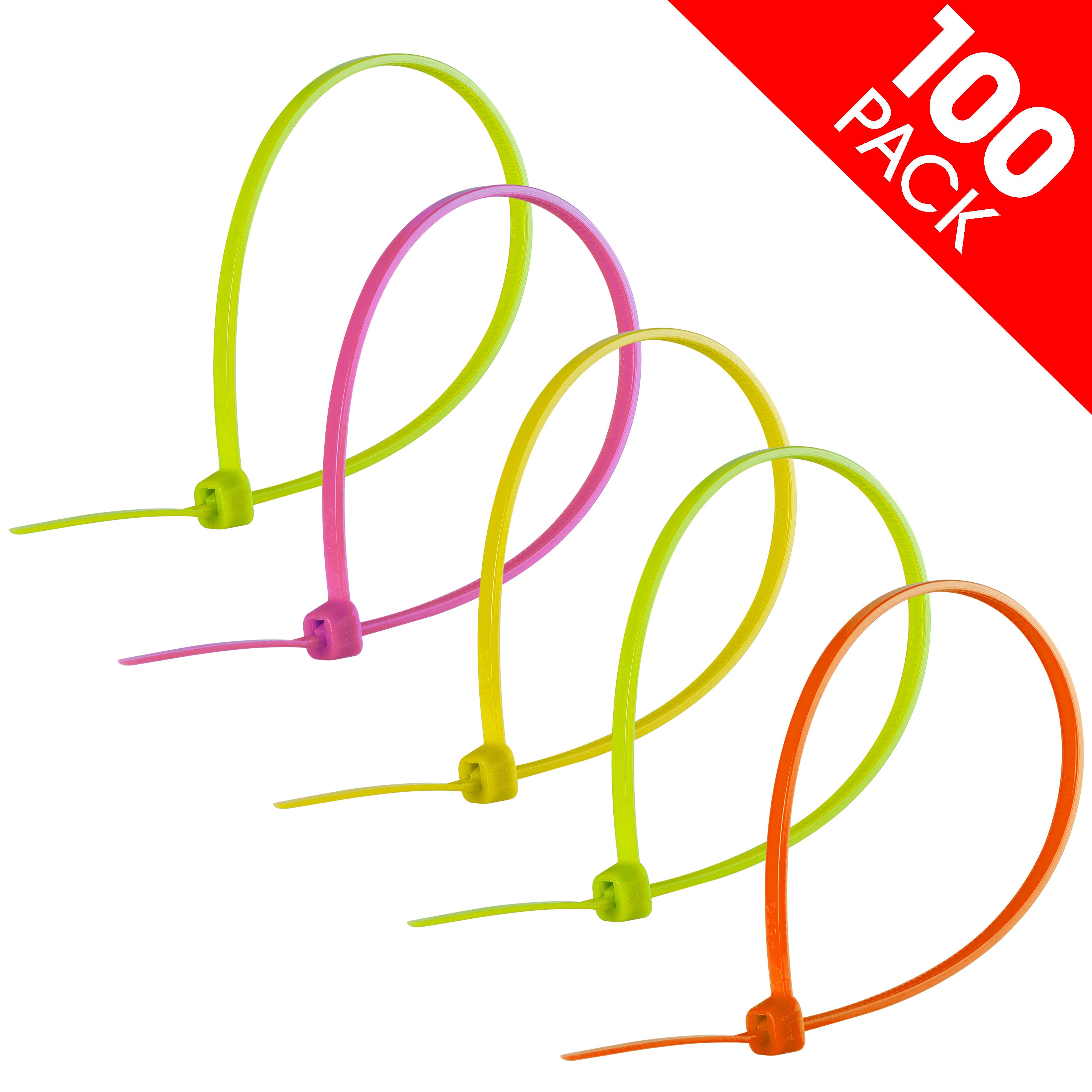 Power Gear 100-Count 8in. Assorted Neon Cable Ties